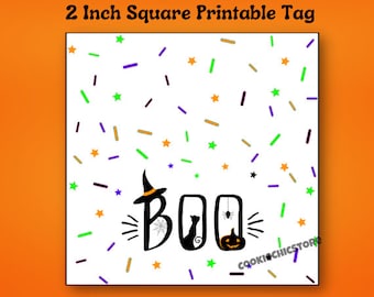 Happy Halloween Gift Tag For Cookie Packaging, Printable Cookie Tag 2 Inch Trick or Treat Goodie Bag Treat Candy Gift Tag For Halloween Gift