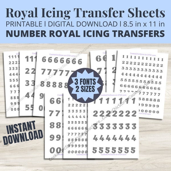 Royal Icing Transfer Sheet Number Royal Icing Transfer Printable Royal Icing Transfer Template, RI Transfer Sheet, Piping Practice Sheet