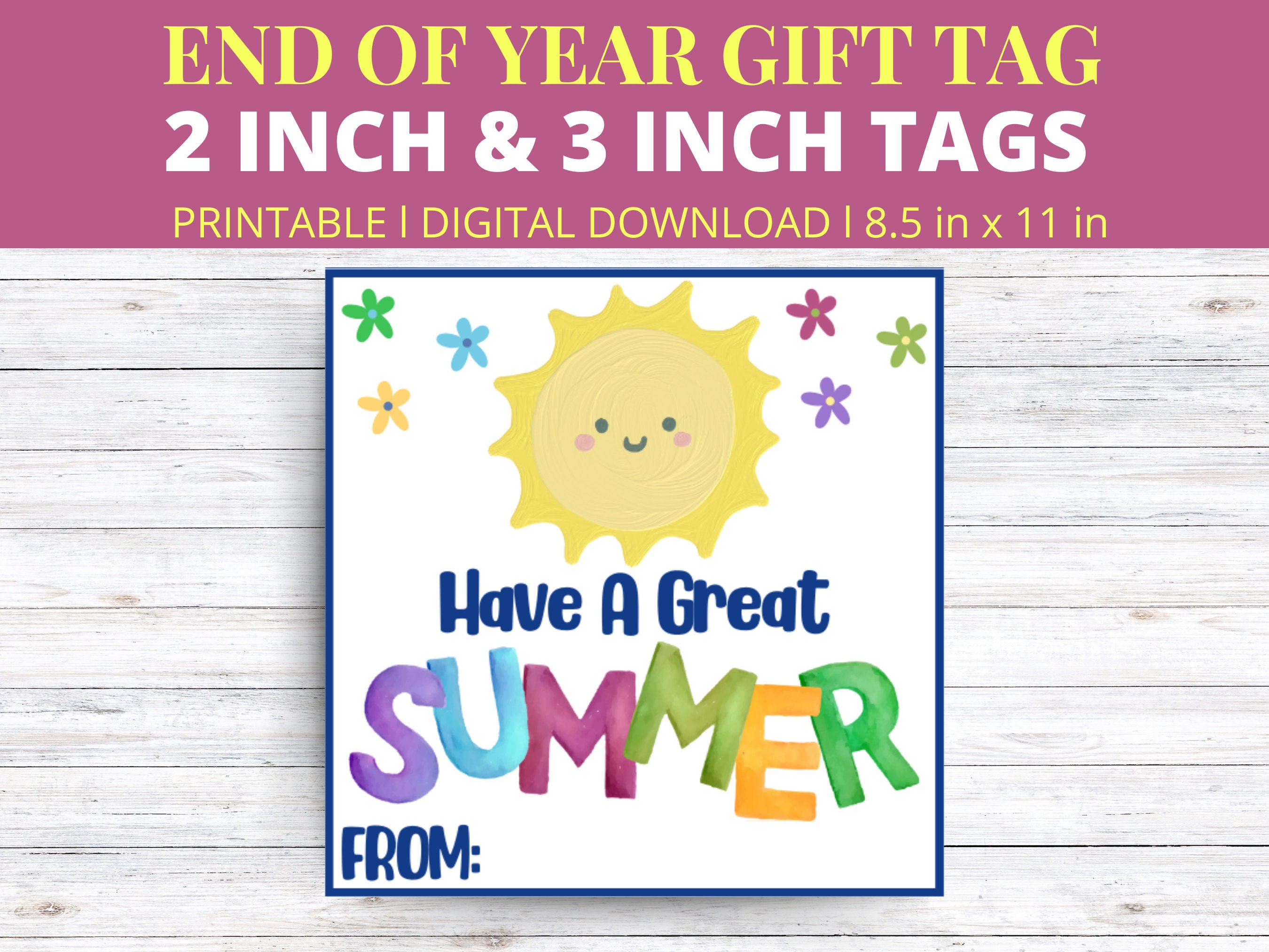 Teacher Thank You Last Day of School Gift Tag, Printable End of Year ...
