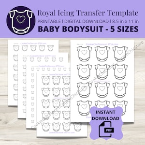 Baby shower Royal Icing Transfer Sheet, Babykleding Outfit RI Transfer Template, Afdrukbare Cookie Transfers PDF, Jongen Meisje Bakdecoratie