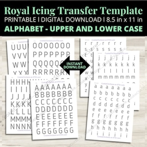 Hoja de letras de transferencia de glaseado real del alfabeto, plantilla de transferencia de glaseado digital, hoja de práctica de tuberías de letras de transferencia de glaseado, PDF imprimible