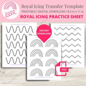 piping practice sheet, royal icing practice sheet, practice piping sheet, piping template royal icing guide, frosting guide beginners