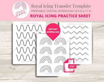 piping practice sheet, royal icing practice sheet, practice piping sheet, piping template royal icing guide, frosting guide beginners