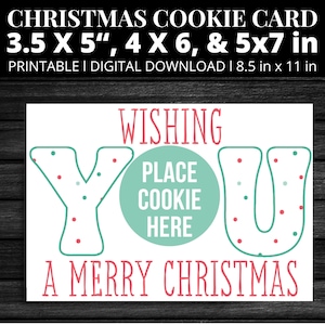 Ik wens je een vrolijke kerstkoekjeskaart, afdrukbare Polka Dot Mini-koekjeskaart, kerstkoekjeskaart voor kerstkoekje-uitwisselingstag