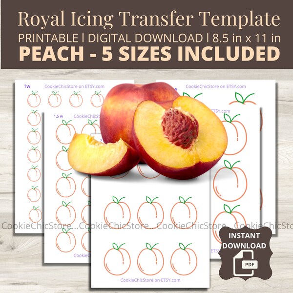 Royal Icing Peach Transfers Etsy