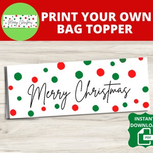 Christmas Treat Bag Topper Template, Christmas Cookie Bag Toppers, Cookie Cards, Christmas Goodie Bag Tag Cookie Packaging Exchange Gift Tag