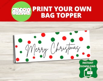 Weihnachten Leckerli Tasche Topper Vorlage, Weihnachtsplätzchen Beutel Topper, Kekskarten, Weihnachts Goodie Bag Tag Cookie Verpackung Austausch Geschenkanhänger