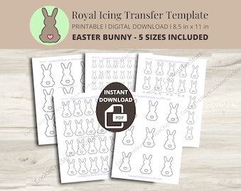 Easter Bunny Royal Icing Transfer Template, Easter Icing Transfer Sheet, RI Easter Transfer Sheet Bunny Rabbit, Printable Download PDF