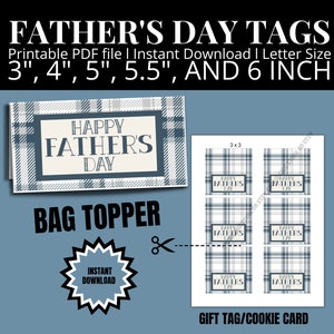 Vaderdag Cookie Bag Topper Happy Father Day Bag Topper Template, Cookie Packaging Gift Tag, Afdrukbare Dad Gift Bag Tag Bundle Pack Card
