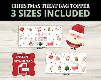 Weihnachten Plätzchen Taschen Topper Printable, Weihnachten Leckerli Taschen Topper Vorlage, Goody Bag Topper Für Goodie Bag, Xmas Bag Toppers Download Pdf