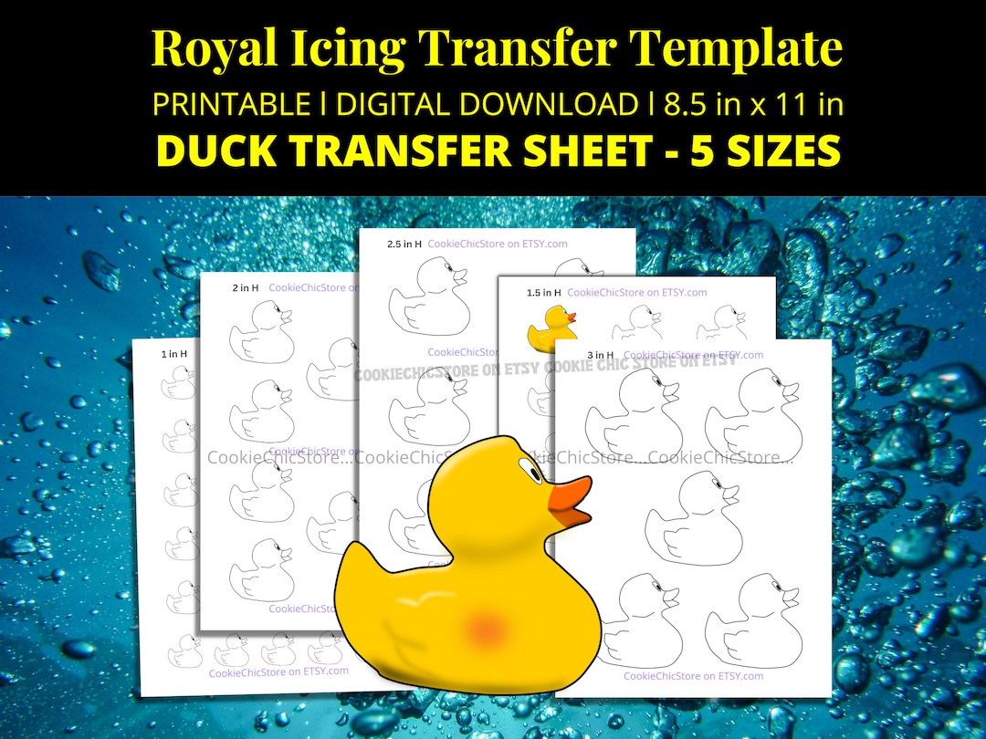 Rubber Duckie Royal Icing Transfer Sheet Template for Cookie Decoration Printable Instant ...