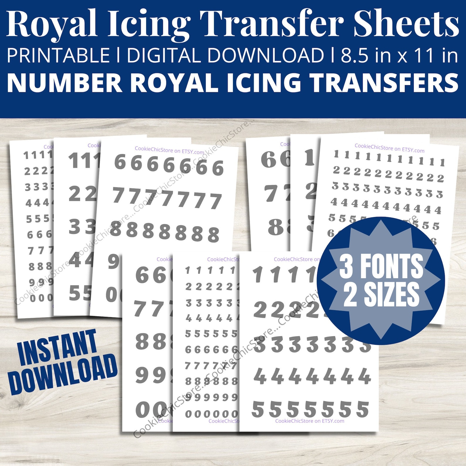 Icing Cut Numbers Royal Icing Transfer Sheet Number Royal Icing Transfer Printable Royal ...