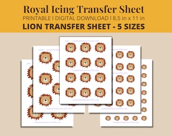 Royal Icing Transferbogen Vorlage Löwe, Löwe Cookie Transferbogen Safari Thema, Tier Keks Dekoration, Macaron Cupcake Kuchen Dekorieren