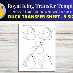 Rubber Duckie Royal Icing Transfer Sheet Template for Cookie Decoration ...