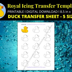 Rubber Duckie Royal Icing Transfer Sheet Template for Cookie Decoration Printable Instant ...