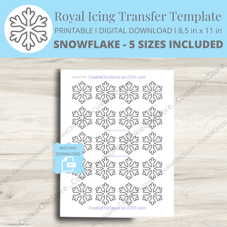 Christmas Royal Icing Transfer Sheet Snowflake Royal Icing Etsy