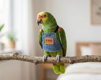 Fågelsele och koppelset, Jeansflygdräkt för papegoja, Justerbar undulatväst, Rep för utomhuspromenader med nymfparakit, Söt fågelklädtillbehör