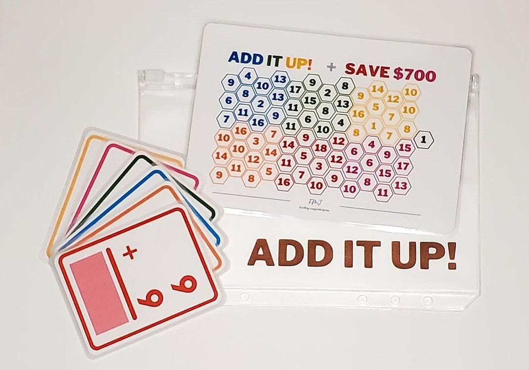 Add It Up A5 Challenge Kit Flash Card Challenge Printed Etsy