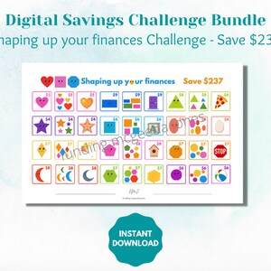 Shape Up Your Finances Savings Challenge | Digital Savings Challenge | Printable | Instant Download | Savings Challenge | PDF