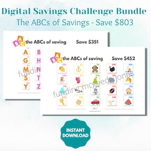 ABCs of Savings Challenge | Digital Savings Challenge | Printable | Instant Download | Savings Challenge | PDF