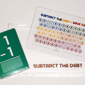 Kit de desafío de restar la deuda A5 / Desafío de tarjetas didácticas / Impreso y laminado