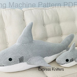 Patrón para máquina de tejer con tiburón gigante y tiburón bebé, solo PDF Addi Sentro