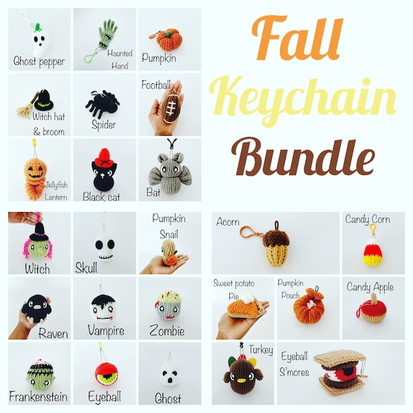 Fall Keychain Bundle Knitting Machine Pattern PDF ONLY Addi Sentro