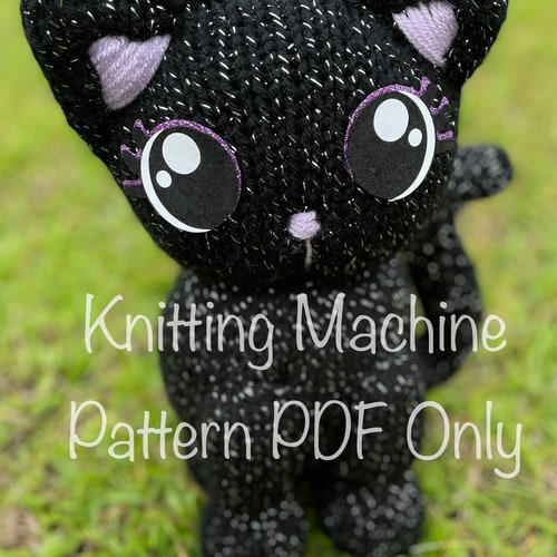 Black Kitty Knitting Machine Pattern PDF Only Addi Sentro Etsy