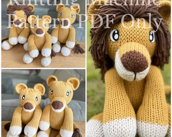 Lion Pride Family Knitting Machine Pattern PDF ONLY Addi Sentro