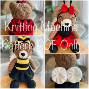 Ladybug & Honeybee Bear Knitting Machine Pattern PDF ONLY Addi Sentro