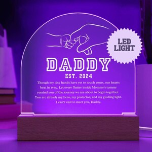 Targa acrilica LED Dear Daddy, regalo sentimentale per il papà, primo regalo per la Festa del papà, regalo per neopapà, regalo per diventare papà, papà in attesa
