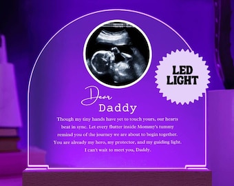 Personalized Ultrasound Photo LED Plaque, First Father's Day Gift