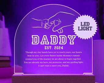 Dear Daddy LED Acrylic Plaque, Sentimental 1st Time Dad Gift, First Father's Day Gift, New Dad Gift, Soon to be Daddy Gift, Expectant Dad