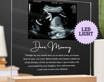 Lieve mama gepersonaliseerde echografie foto LED acryl plaquette, eerste keer moeder cadeau, verwacht moeder cadeau, cadeau van de hobbel, zwangere moeder cadeau