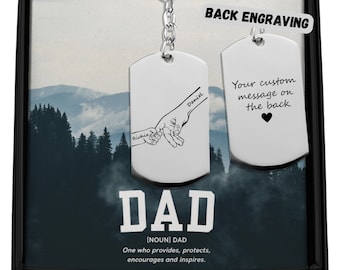 Porte-clés papa personnalisé, noms personnalisés, acier inoxydable