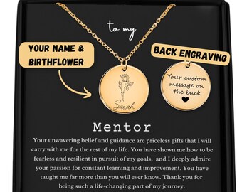 Custom Mentor Thank You Gift, Birth Month Coin Pendant Necklace, Mentor Gift, Teacher Gift, Gift for Mentor, Gift for Boss, Retirement Gift