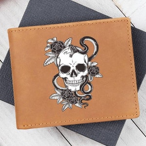 Monedero de calavera de cuero genuino, cartera gótica, cartera gótica, gótico romántico, cartera de ataúd, cartera de calavera, accesorios góticos, gótico vampiro