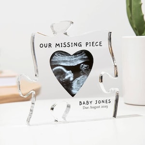 Baby Ultrasound Plaque, Personalized Acrylic Puzzle Piece, First Time Mom Gift, Baby Announcement, Pregnancy Gift, First Time Dad Gift