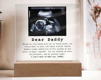 Custom Ultrasound Photo LED Plaque, New Dad Gift