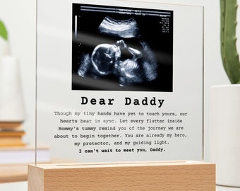 Personalized Ultrasound Photo LED Acrylic Plaque, First Father's Day Gift