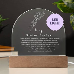 To My Sister In Law Acrylic Arch, Sister In Law Gift, Gift for Sister In Law, Sister In Law Gifts, Future Sister In Law, Bonus Sister Gift
