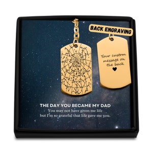 Cadeau personnalisé pour la fête des pères, porte-clés personnalisé « Le jour où vous êtes devenu mon père » avec carte des étoiles, cadeau bonus papa, cadeau beau-père, cadeau sentimental