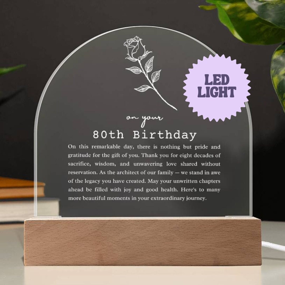80th Birthday Gift Acrylic Arch, 80th Birthday Gift for Mom, Grandma ...