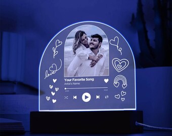 Targa Spotify Personalizzata In Vetro Acrilico Con Luce Notturna: Regalo Unico Con Codice Canzone Per Bambini E Adulti