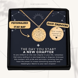 Collier carte des étoiles personnalisé New Chapter, cadeau de remise des diplômes, cadeau de divorce, cadeau de sobriété, cadeau de départ d'un collègue, cadeau de retraite, cadeau de condoléances