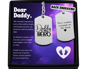 Daddy is My Hero Personalized Keychain Gift from Newborn, 1st Time Dad Gift, First Father's Day Gift, New Dad Gift, Soon to be Daddy Gift