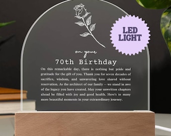 70th Birthday Acrylic Arch, 70th Birthday Gift for Mom, Grandma 70th Gift,  70th Birthday Decoration, 70th Birthday Gifts, Gifts for Her