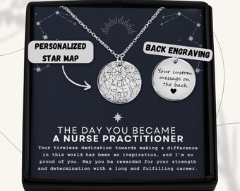Collana con mappa stellare personalizzata, regalo per infermieri, regalo di laurea