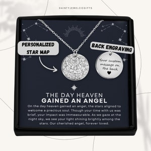 Miskraam cadeau aangepaste sterrenkaart ketting, doodgeboren ketting, verlies zwangerschap, rouwcadeau, mama van een engel ketting, condoleancecadeau
