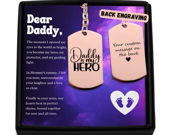Daddy is My Hero Personalized Keychain Gift from Newborn, 1st Time Dad Gift, First Father's Day Gift, New Dad Gift, Soon to be Daddy Gift